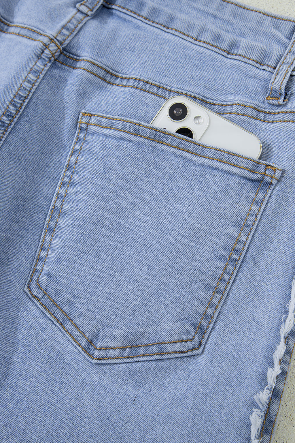 Contrast Stripe Frayed Side Jeans