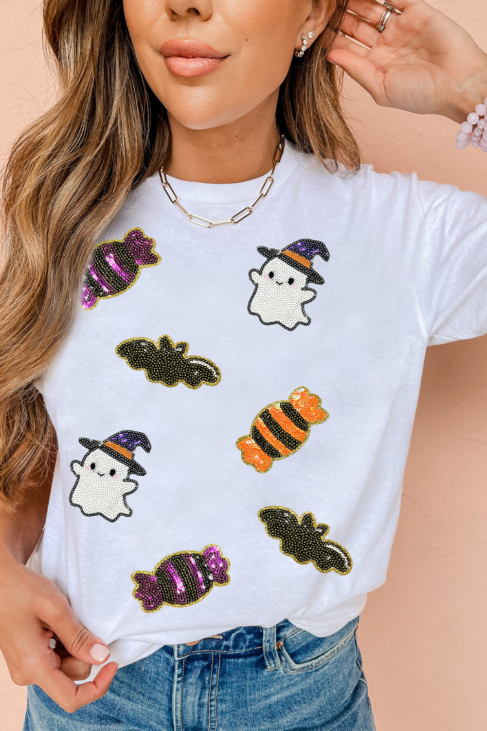 Sequin Halloween Spirit Graphic Tee
