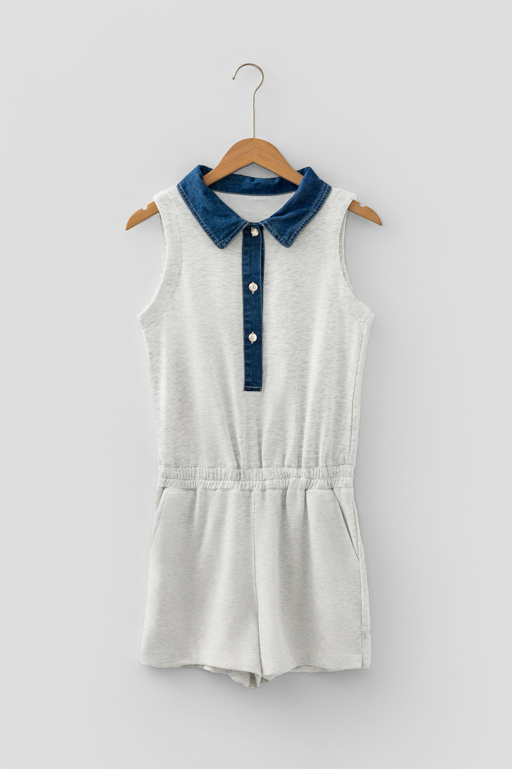 Denim Patchwork Sleeveless Romper