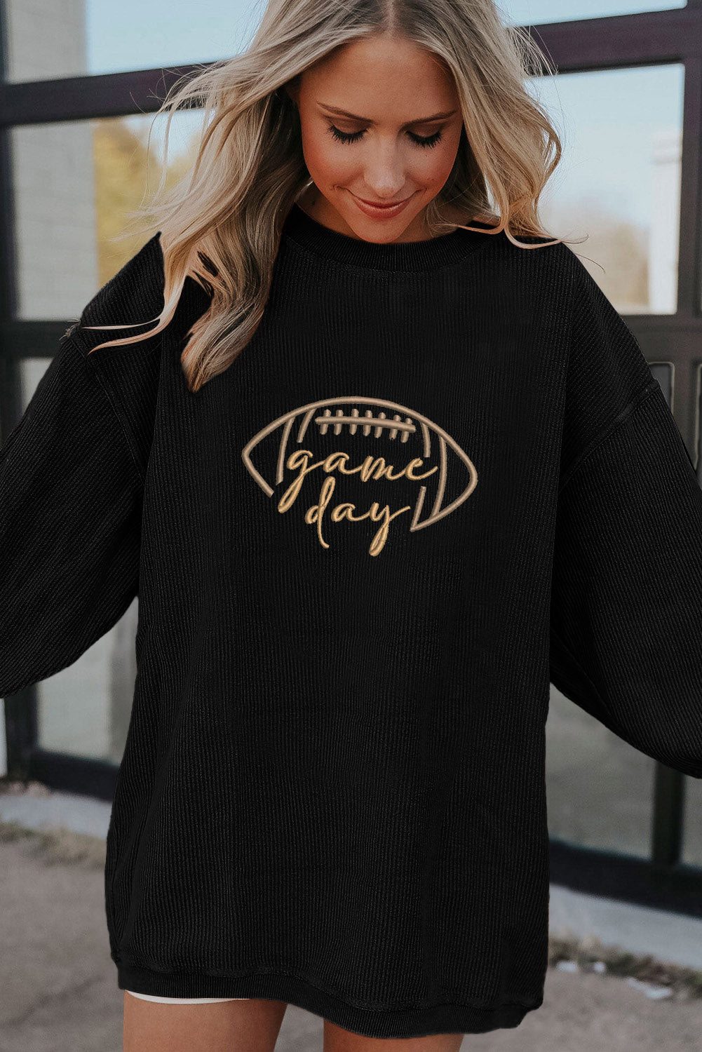 Embroidered Game Day Corduroy Sweatshirt