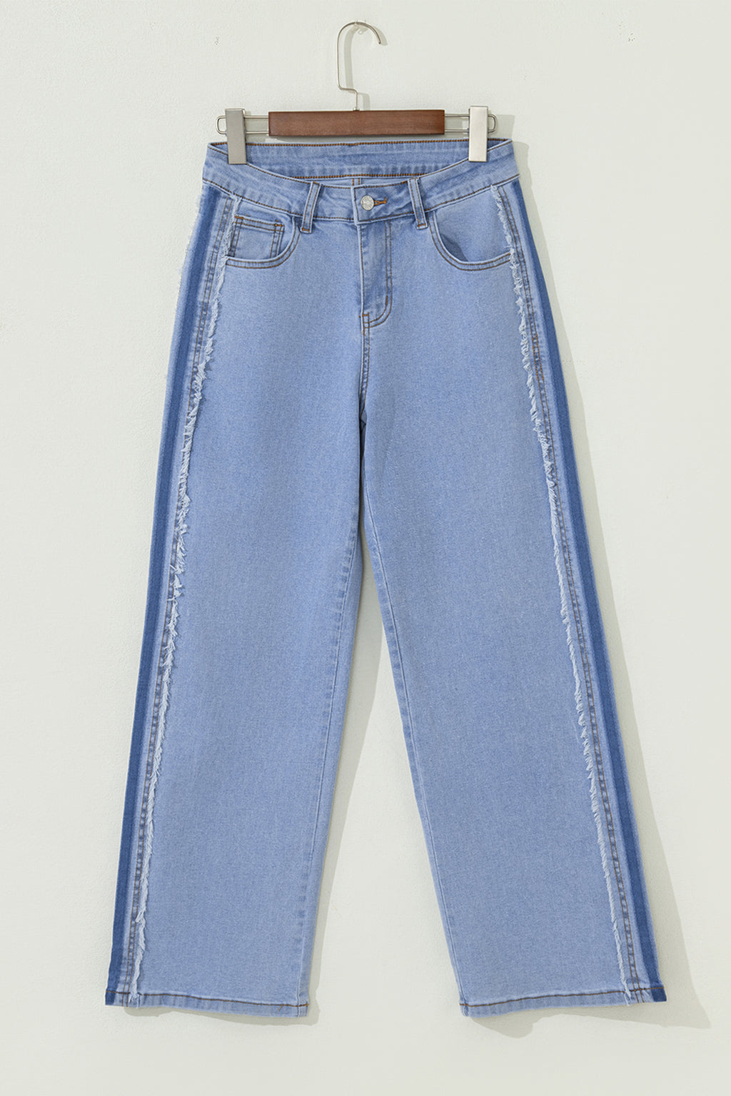 Contrast Stripe Frayed Side Jeans