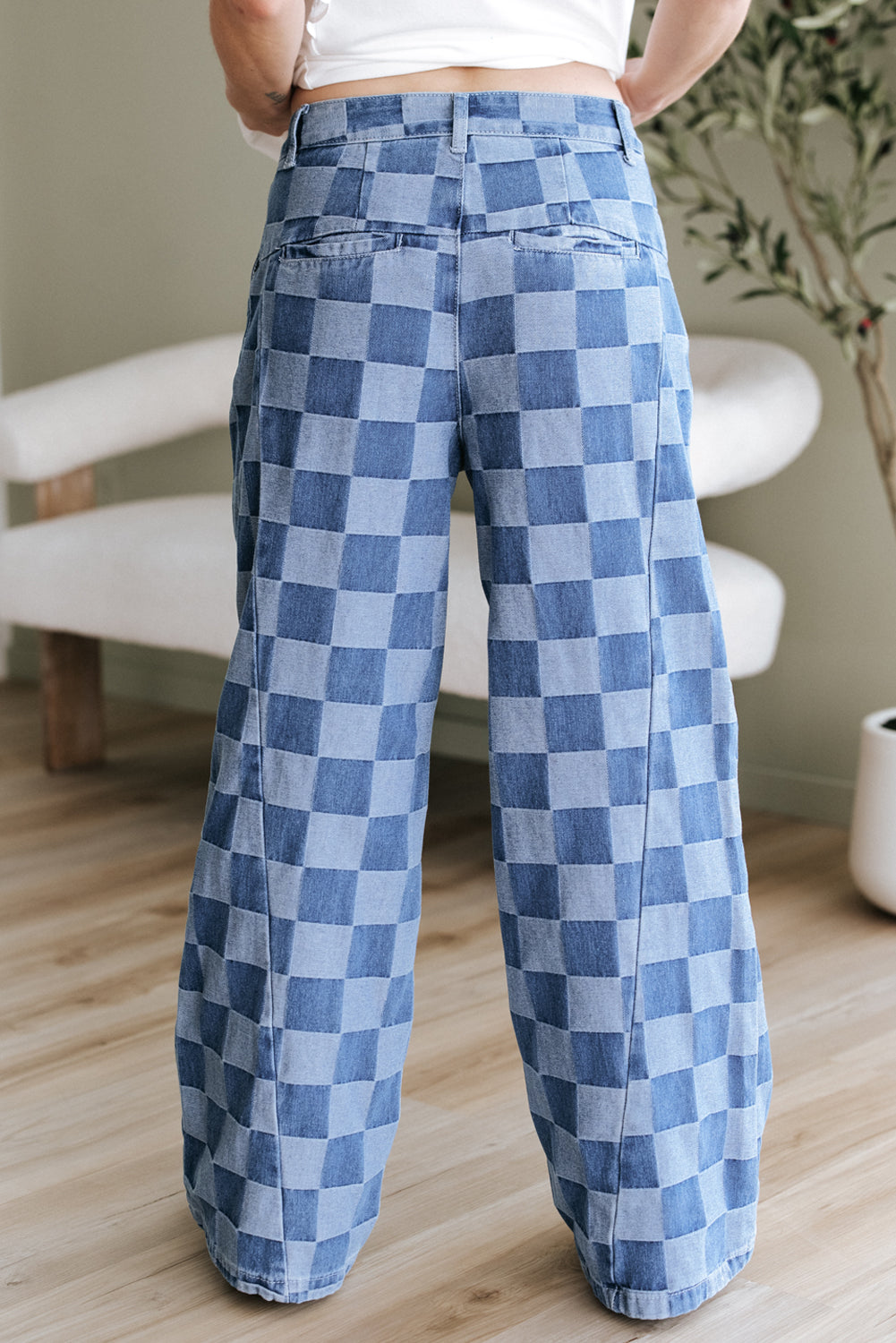 Women’s Heritage Checkered Wide-Leg Jeans