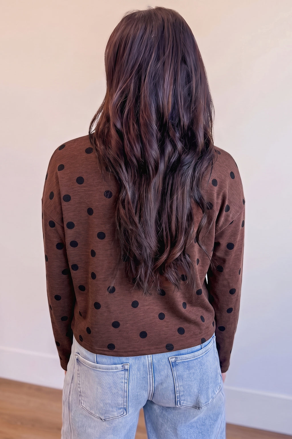 Brown Polka Dot Button Front Top