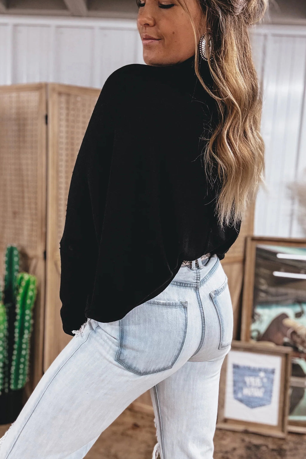 Women’s Relaxed High Neck Long Sleeve Top