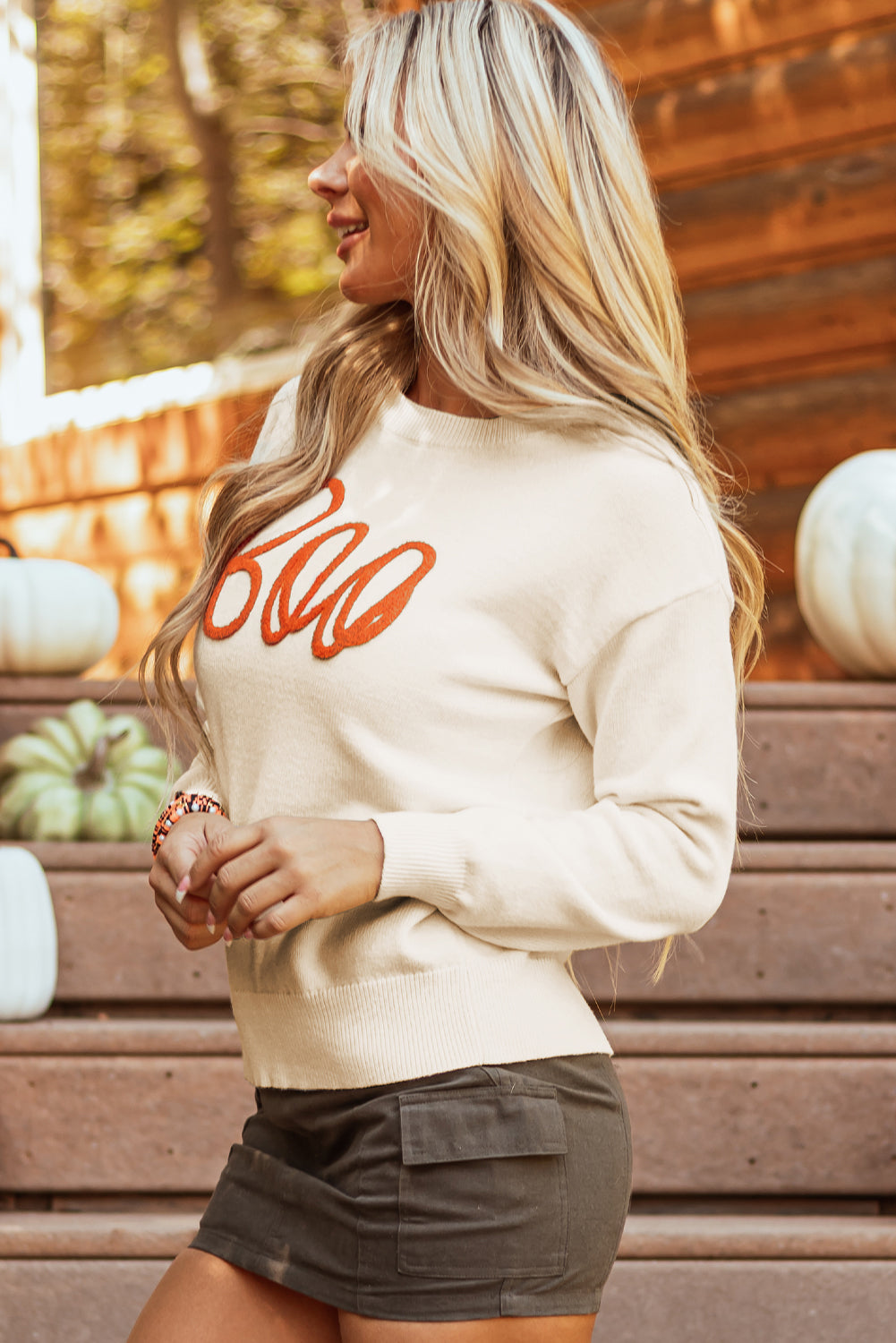 Boo Knit Drop Shoulder Sweater