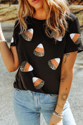 Sequin Candy Corn Halloween Tee