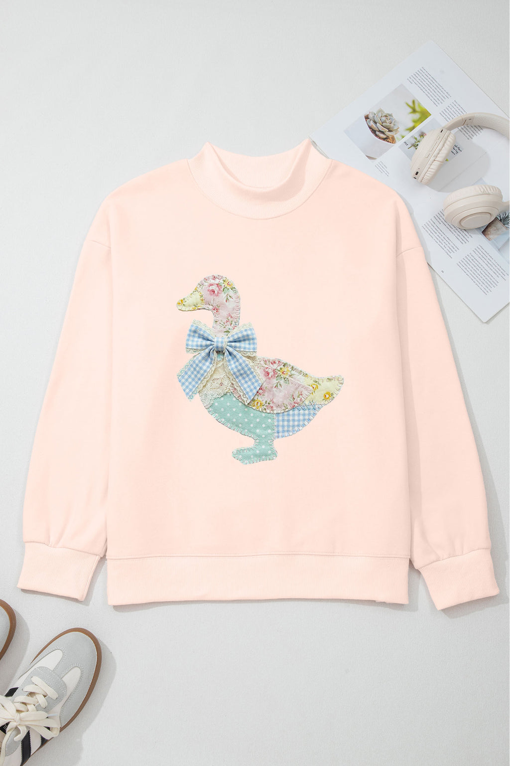 Patchwork Duck Bow Sweatshirt
