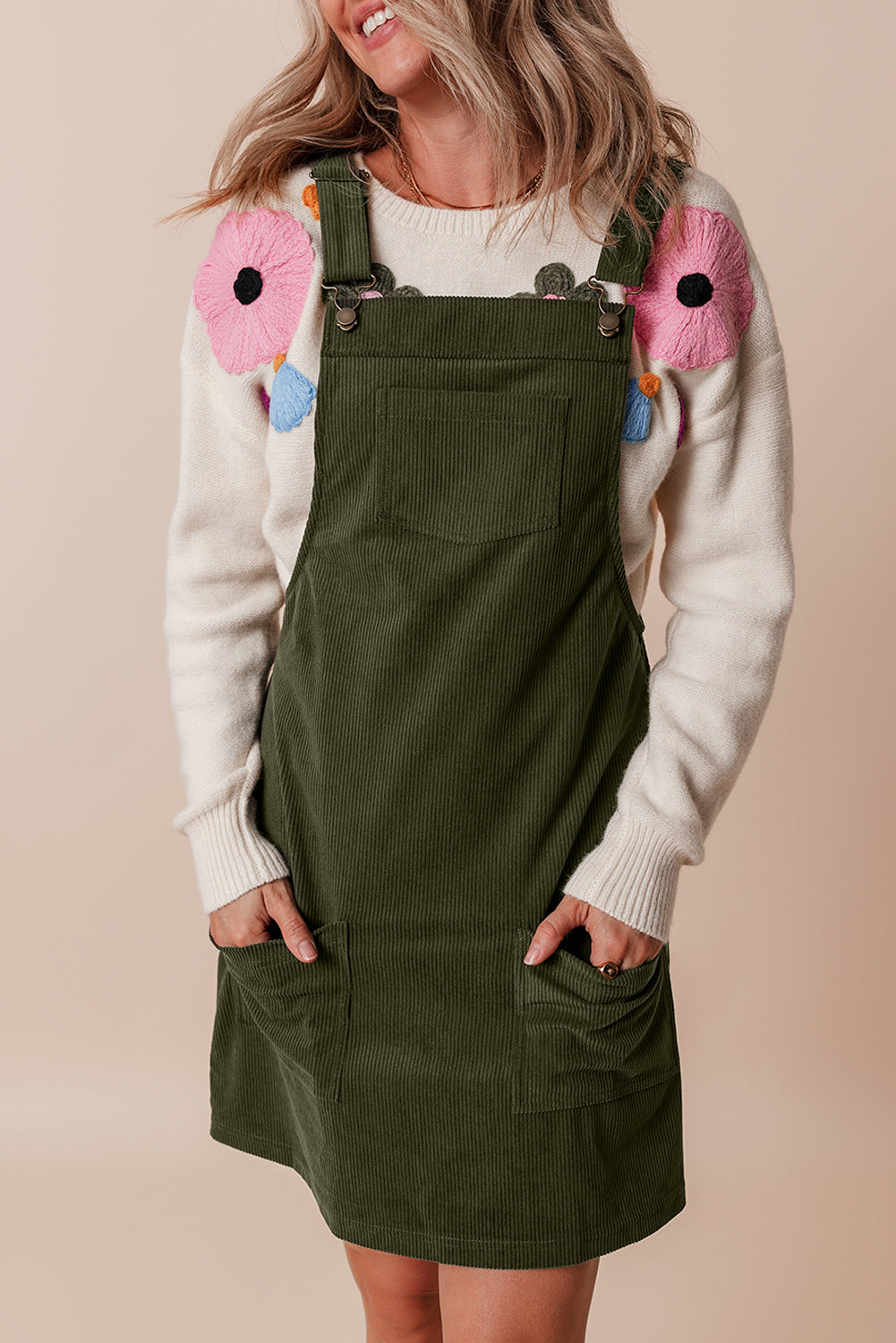 Women’s Cinnamon Corduroy Overall Dress