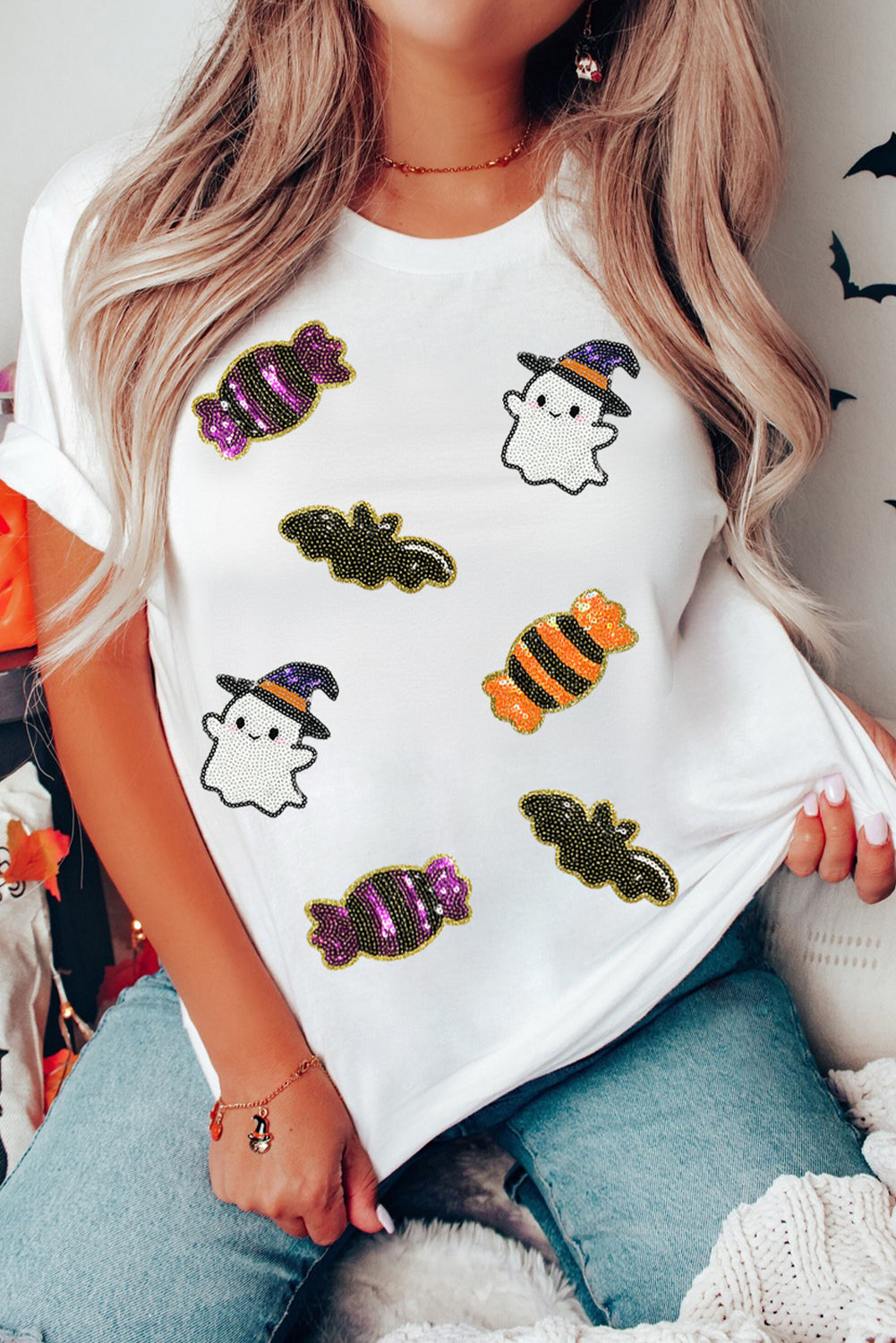 Sequin Halloween Spirit Graphic Tee