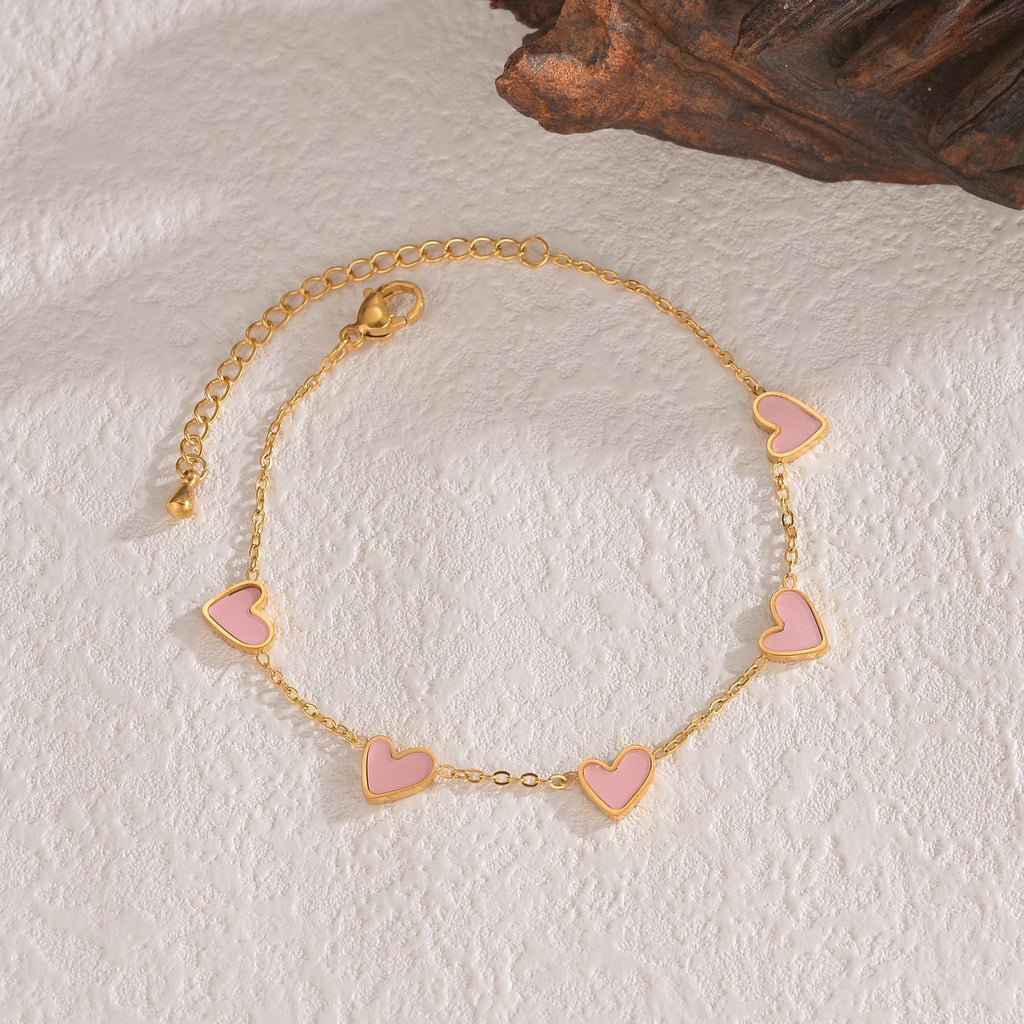 Dainty White Heart Charm Bracelet