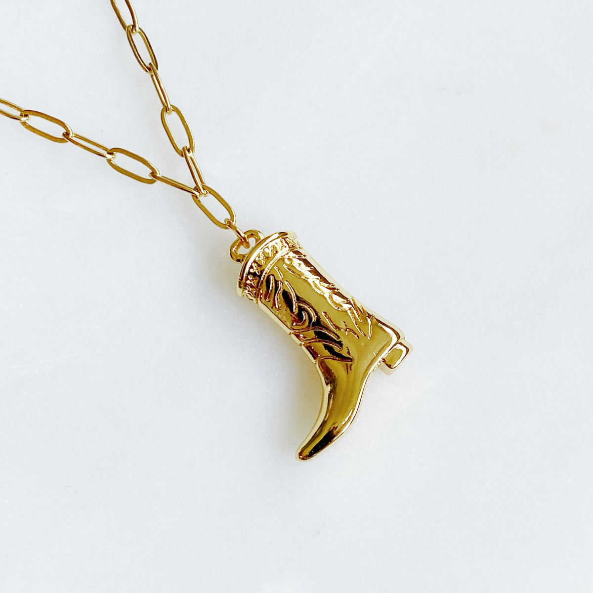 Gold Cowgirl Boot Necklace