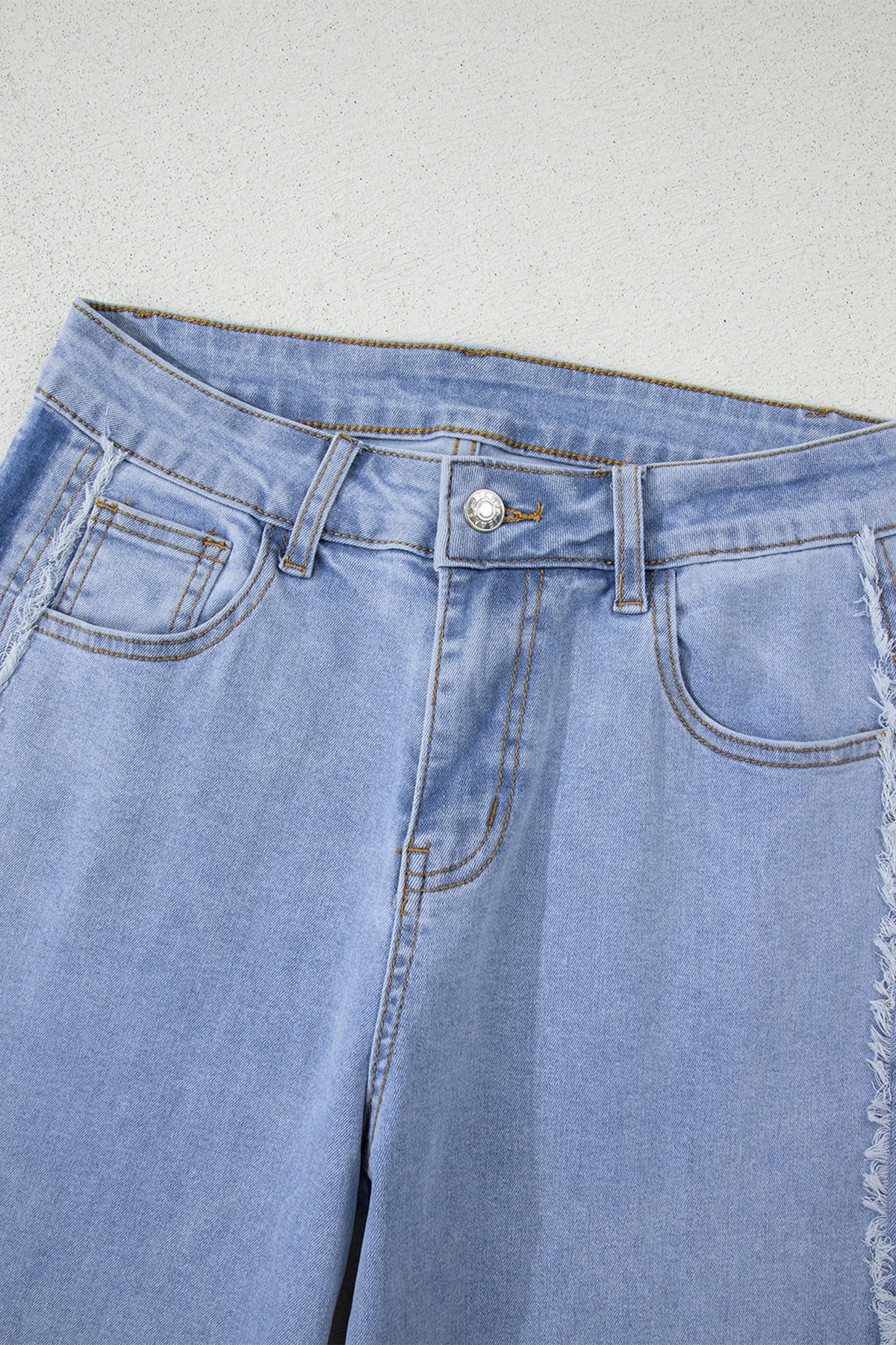 Contrast Stripe Frayed Side Jeans