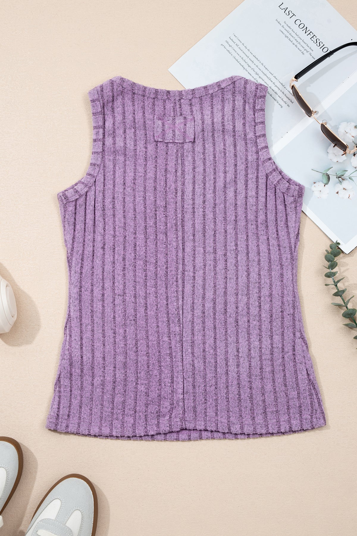 Camel Mineral Wash Ribbed Tank