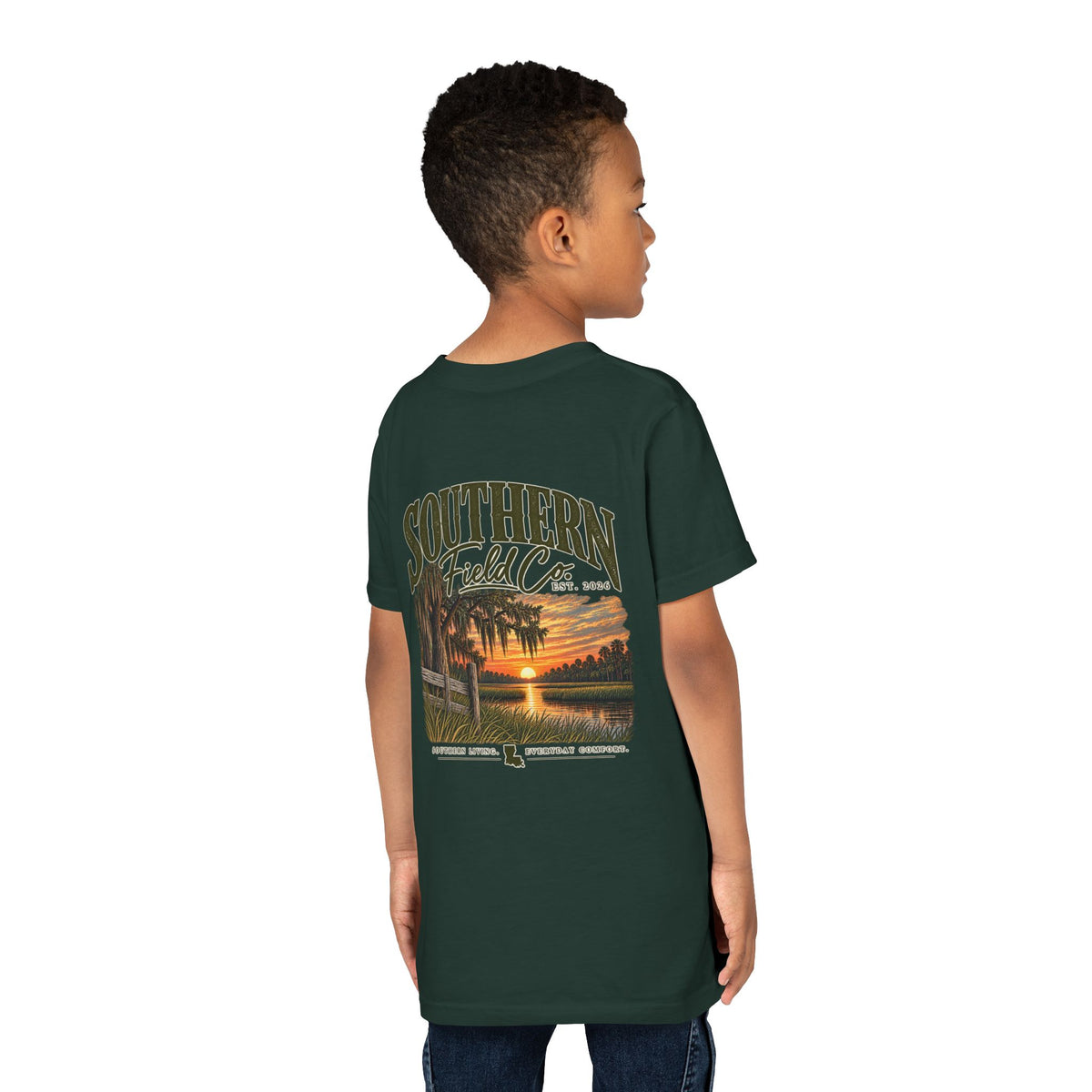 Boys Southern Bayou Sunset Graphic Tee