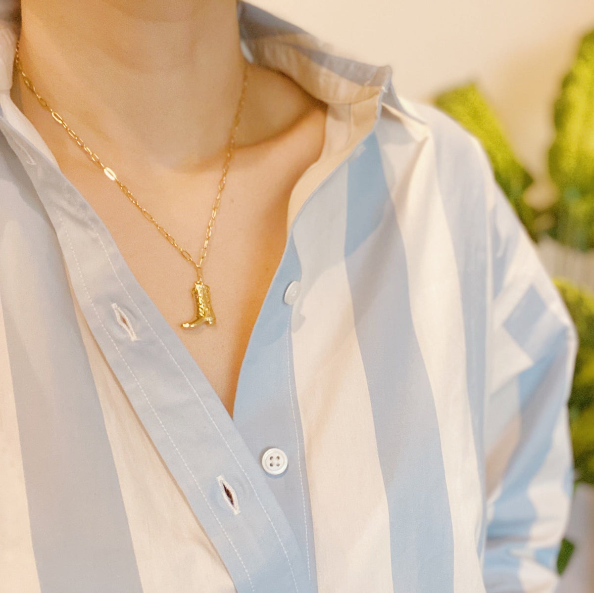 Gold Cowgirl Boot Necklace