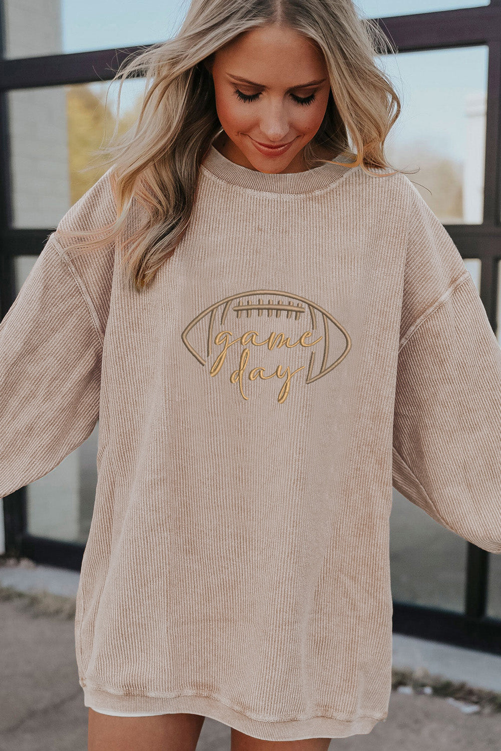Embroidered Game Day Corduroy Sweatshirt