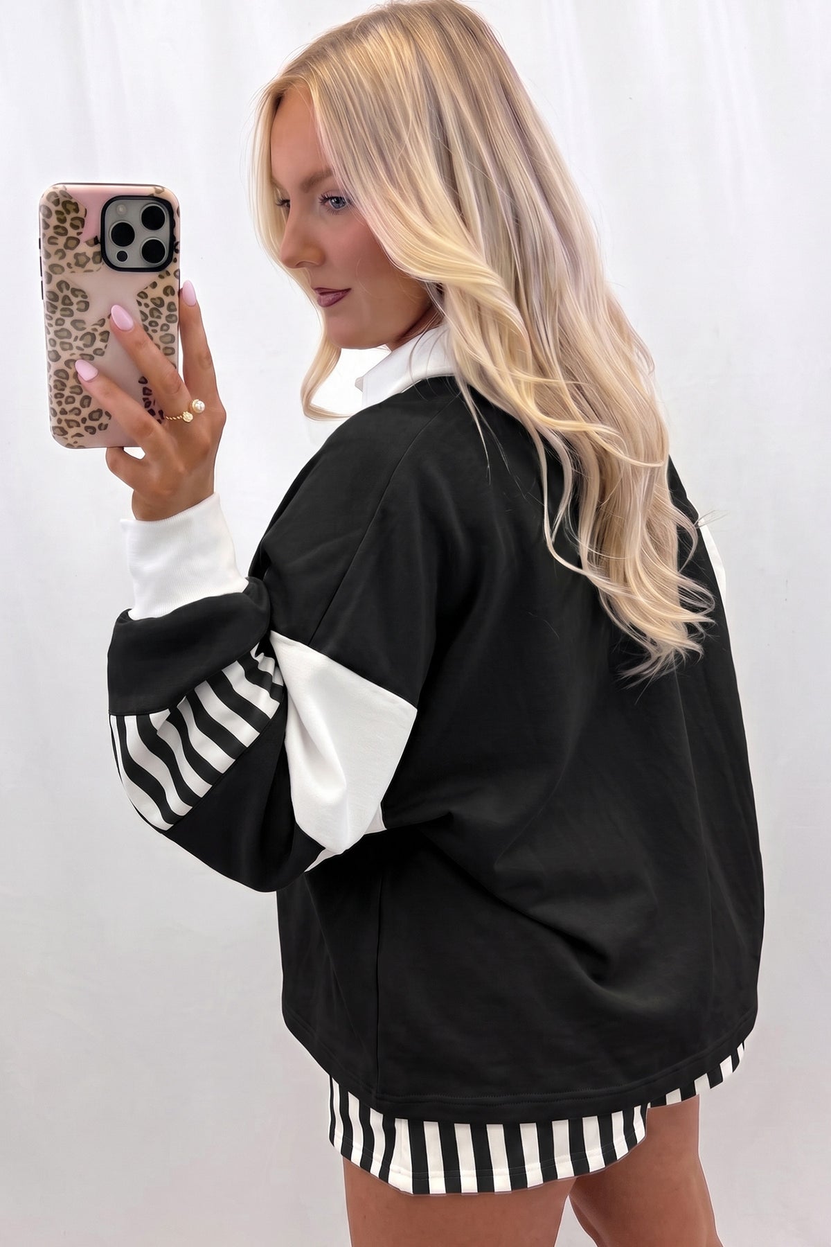 Striped Color Block Pullover & Shorts Set
