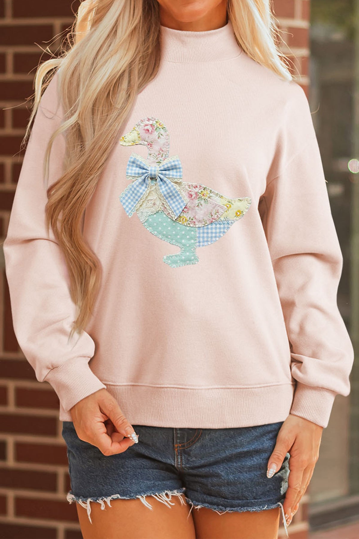 Patchwork Duck Bow Sweatshirt
