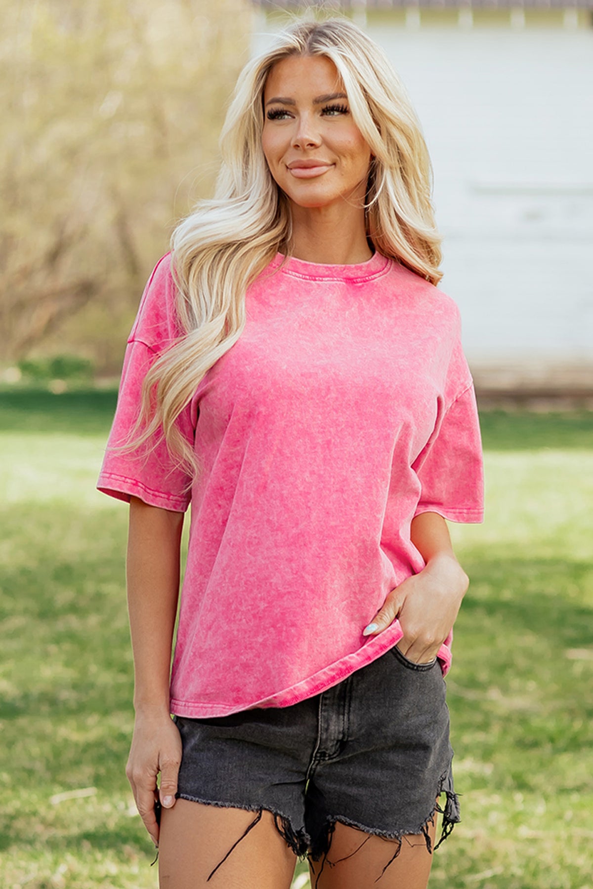Blush Pink Raw Seam Sweatshirt