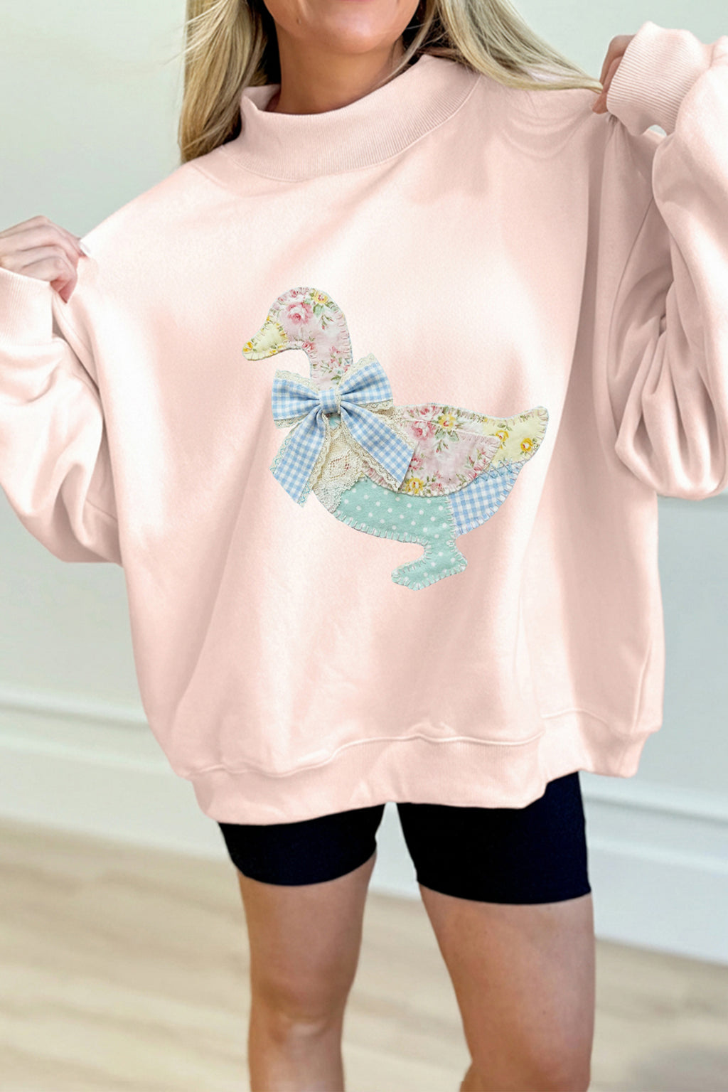 Patchwork Duck Bow Sweatshirt