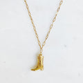 Gold Cowgirl Boot Necklace
