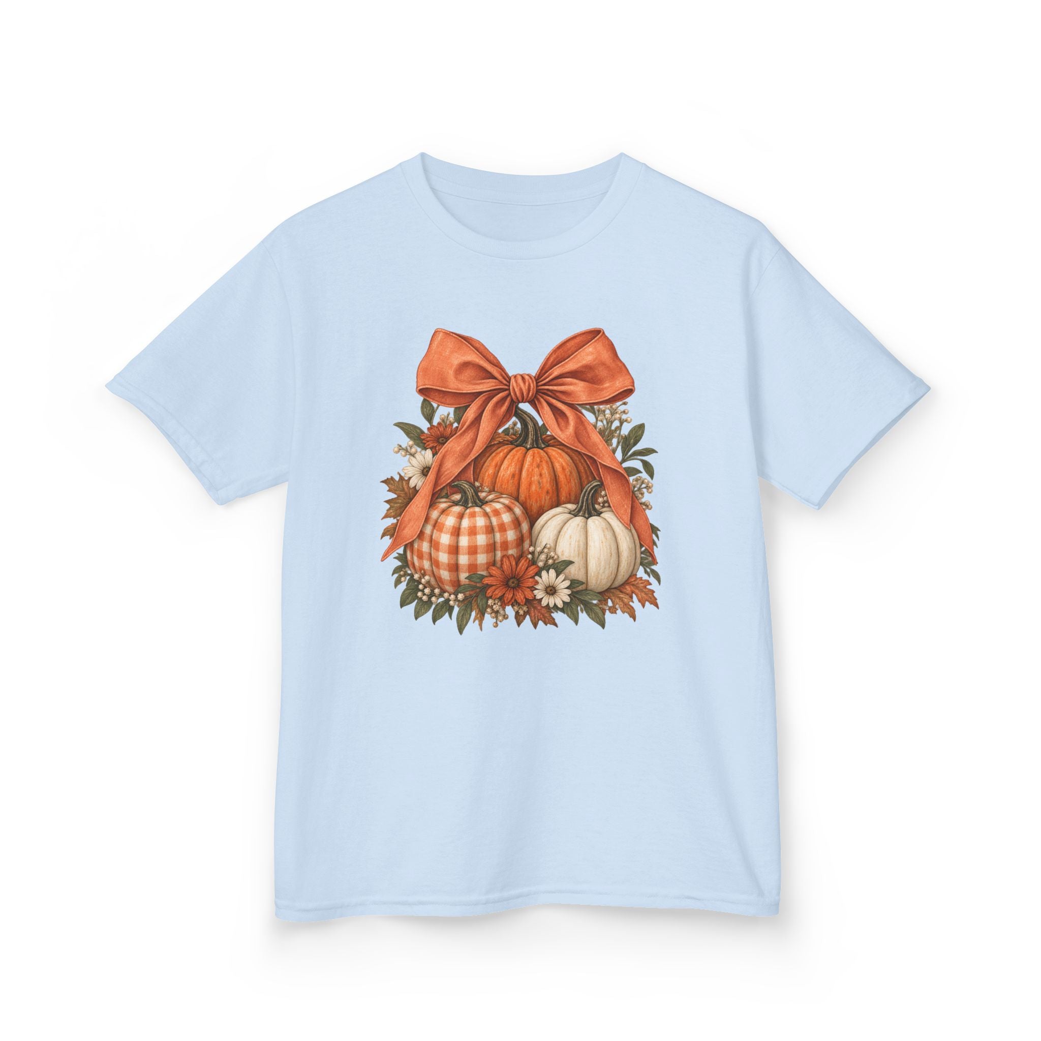 Fall Pumpkin Bow Youth Graphic Tee