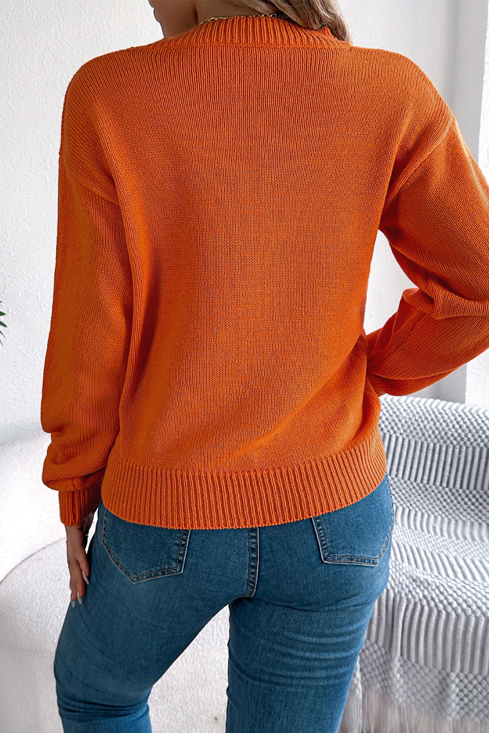Spooky Face Open-Knit Sweater