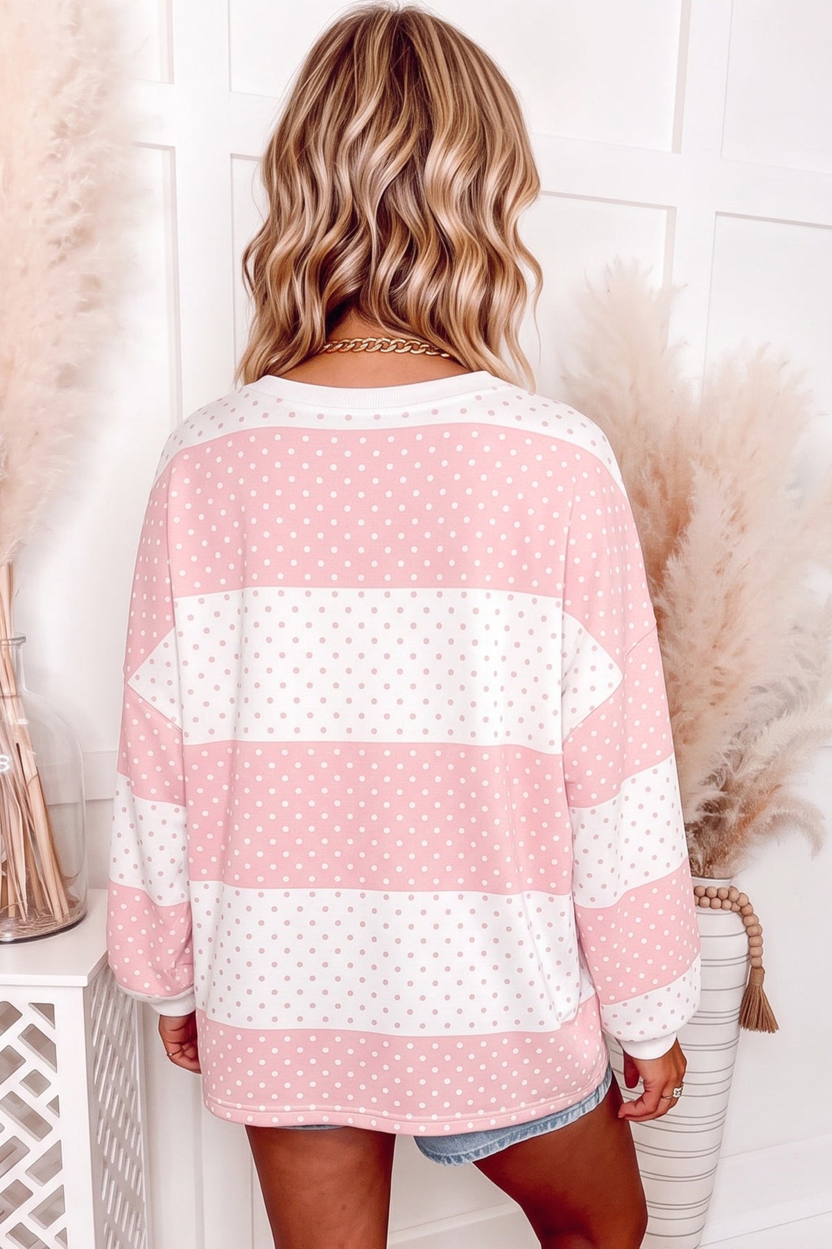 Brown Polka Dot Colorblock Top