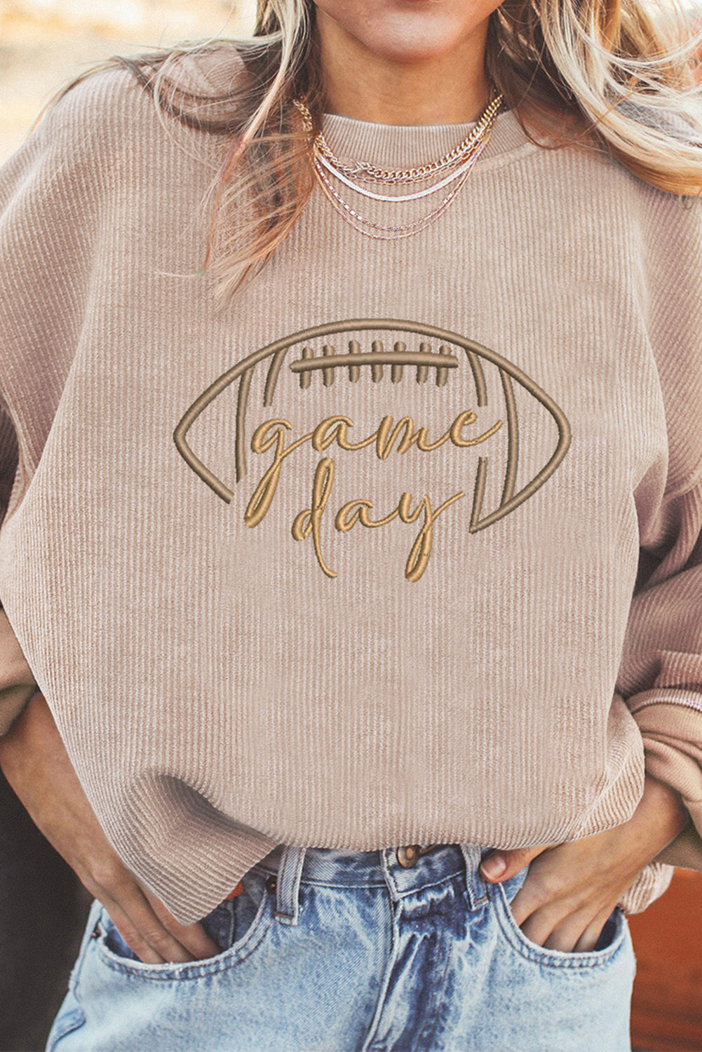 Embroidered Game Day Corduroy Sweatshirt