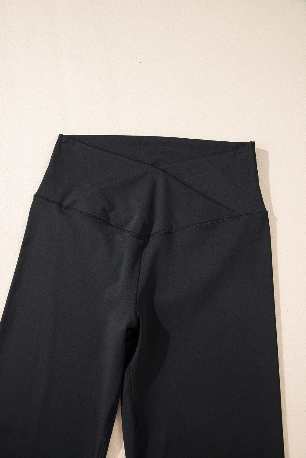 Black Crossover Flare Leggings