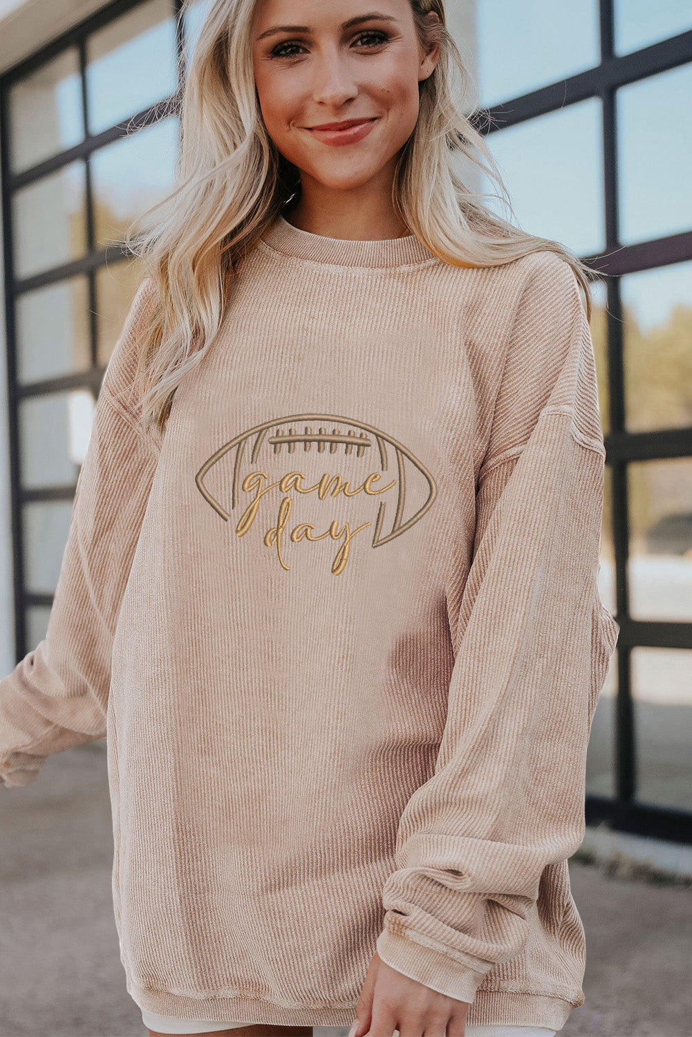 Embroidered Game Day Corduroy Sweatshirt