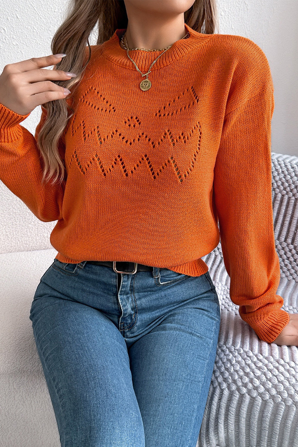 Spooky Face Open-Knit Sweater