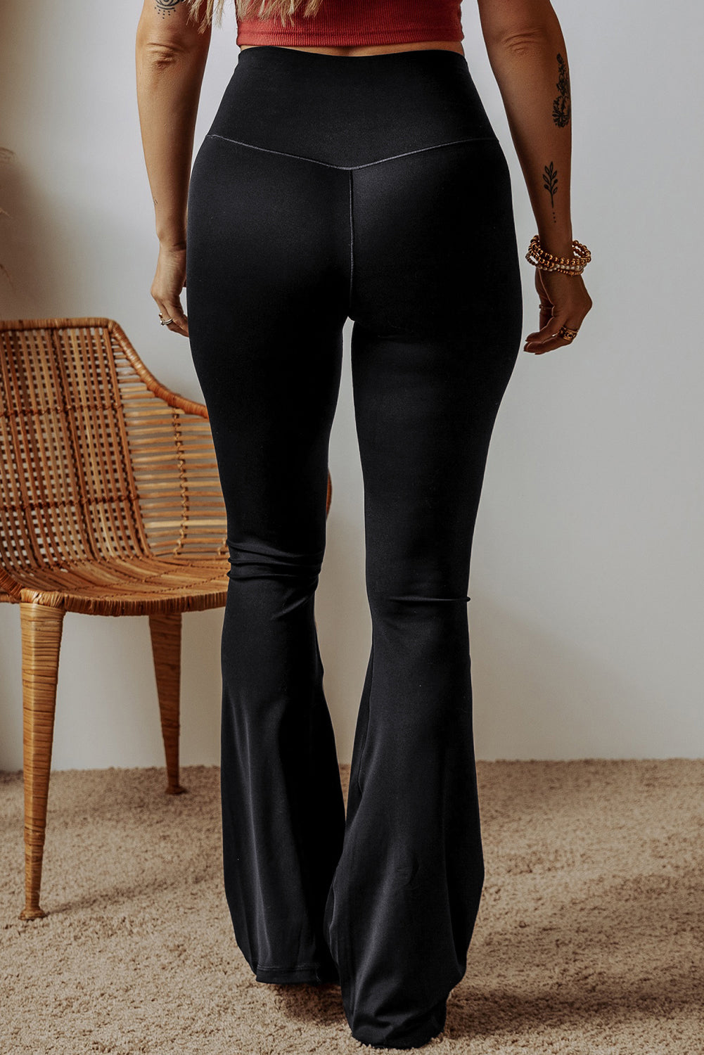 Black Crossover Flare Leggings