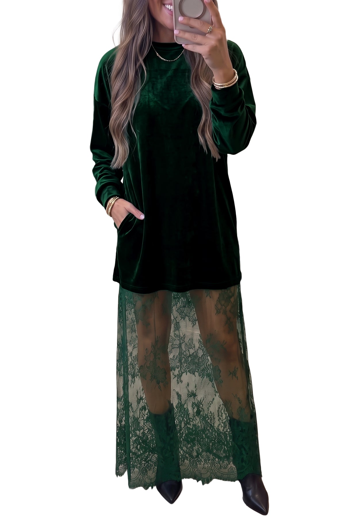 Midnight Velvet Lace Maxi Dress