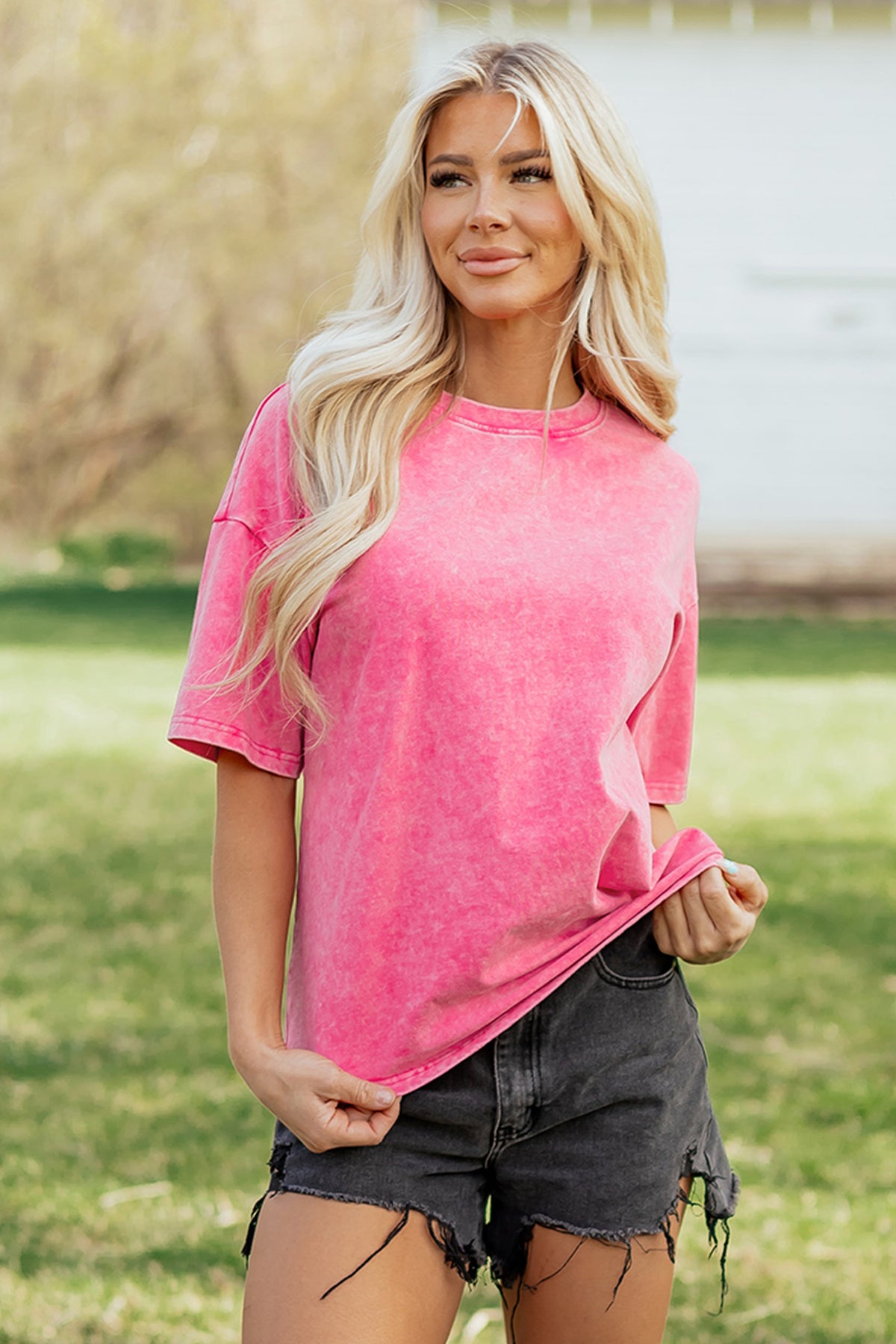 Blush Pink Raw Seam Sweatshirt