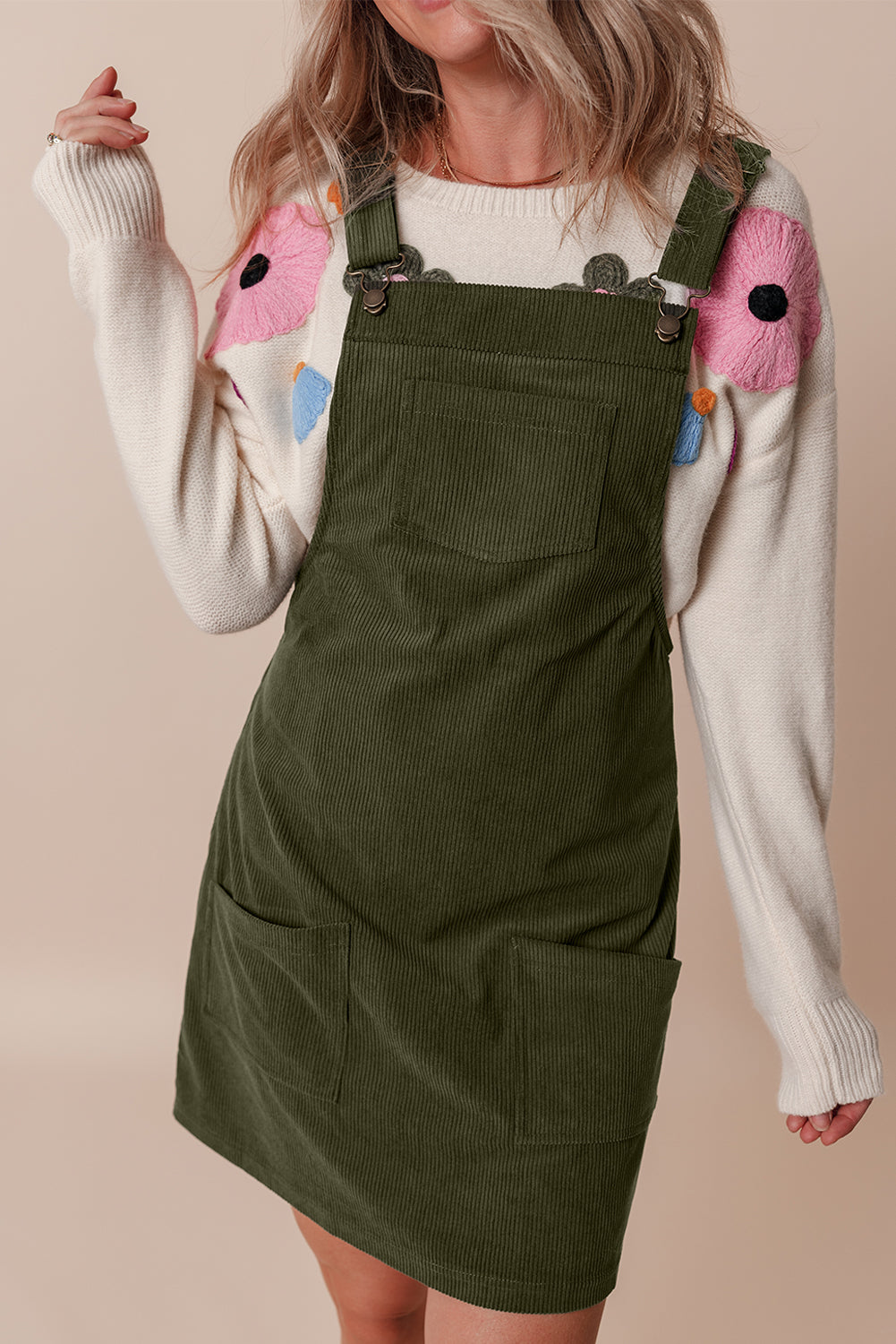 Women’s Cinnamon Corduroy Overall Dress