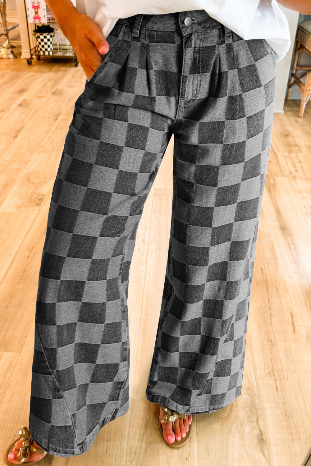 Women’s Heritage Checkered Wide-Leg Jeans
