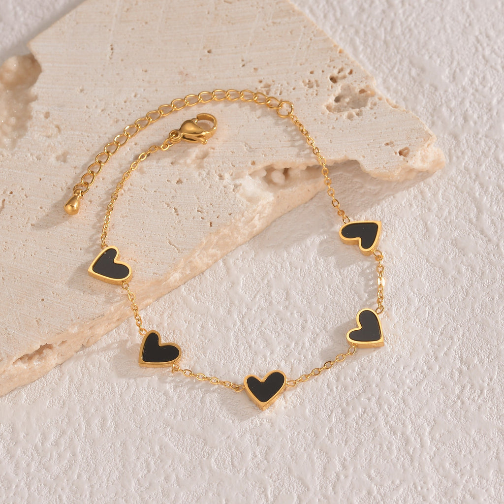 Dainty White Heart Charm Bracelet