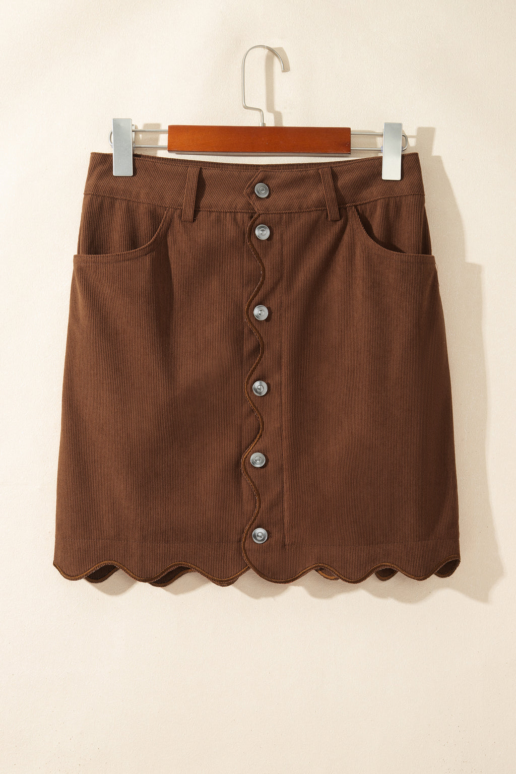 Button-Front Corduroy Mini Skirt