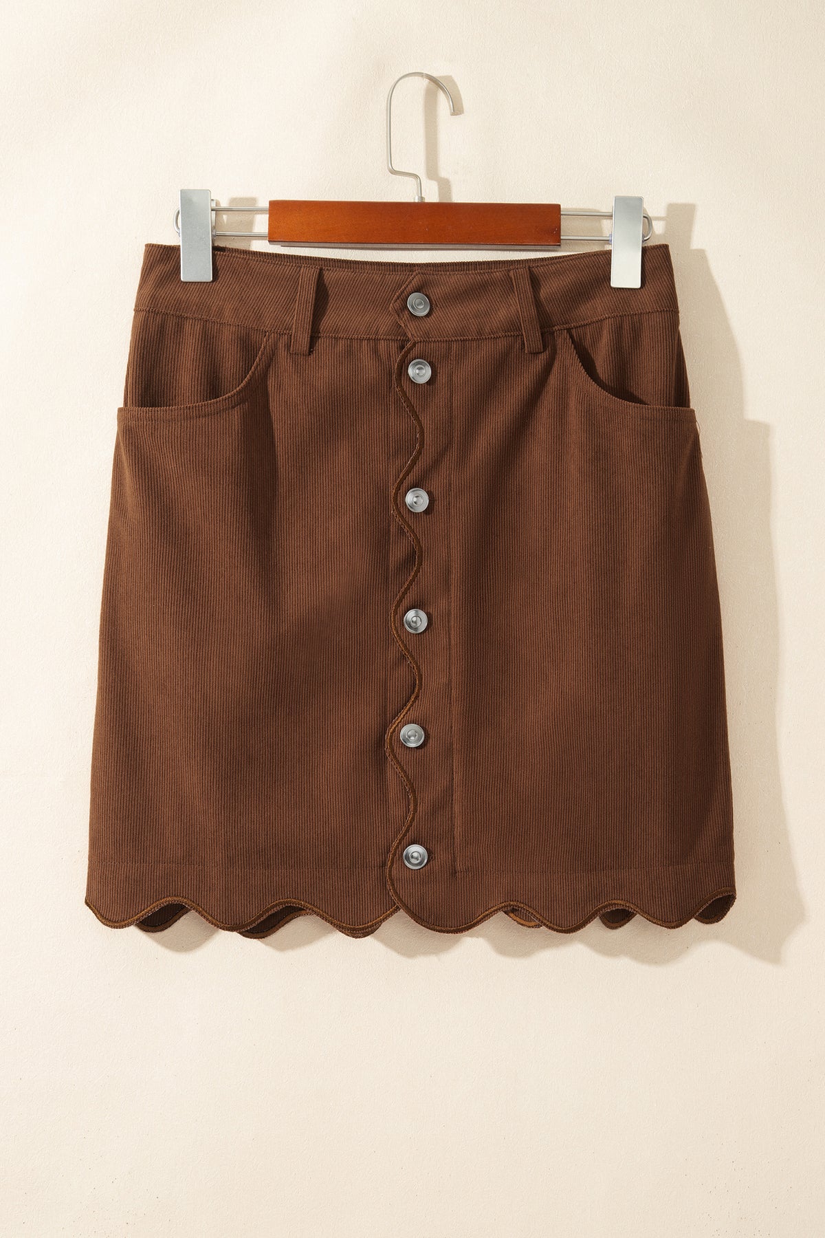 Button-Front Corduroy Mini Skirt
