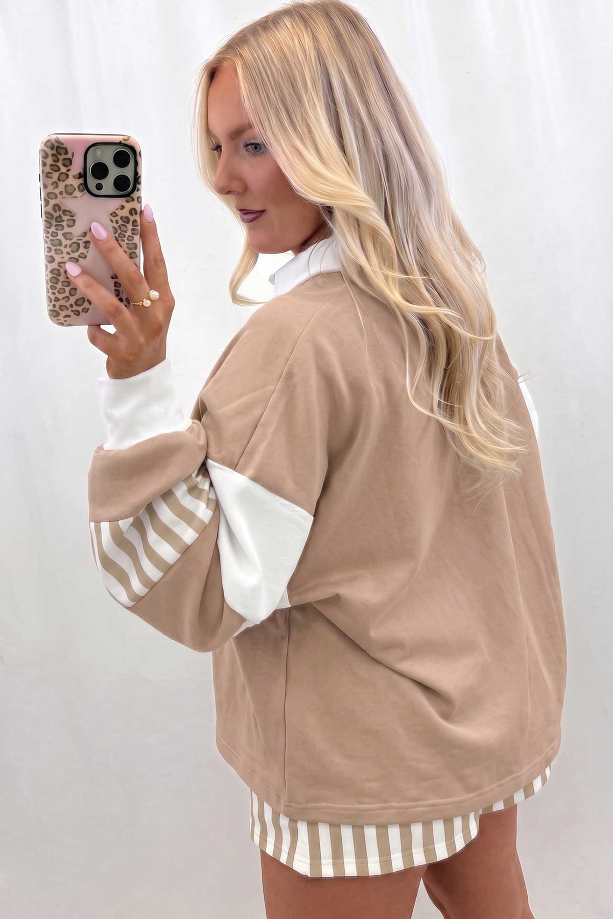 Striped Color Block Pullover & Shorts Set