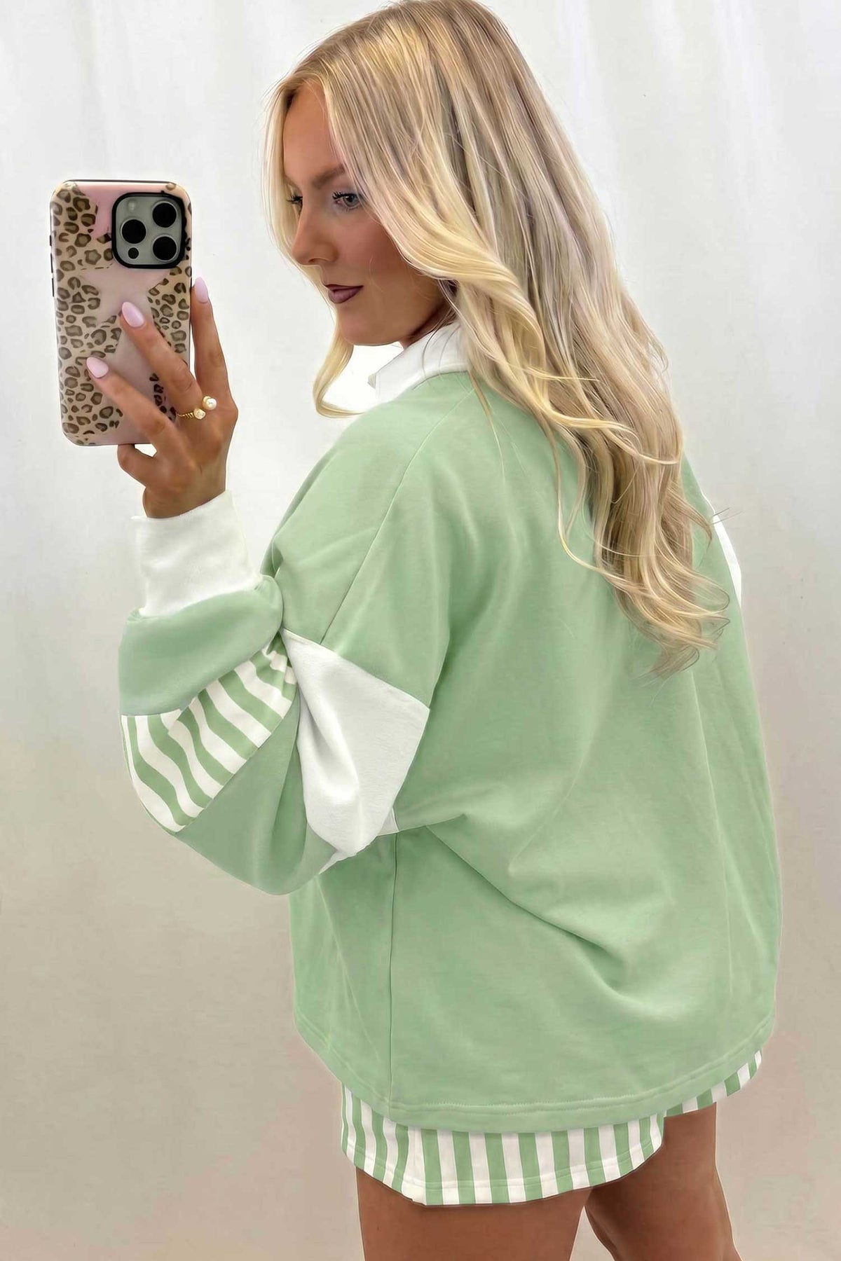 Striped Color Block Pullover & Shorts Set