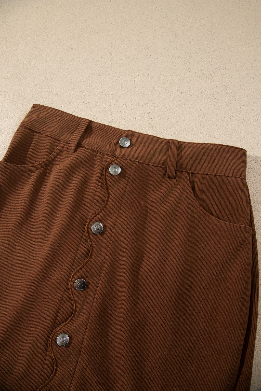 Button-Front Corduroy Mini Skirt
