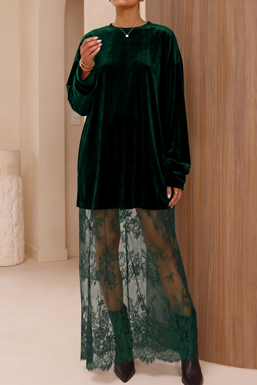 Midnight Velvet Lace Maxi Dress