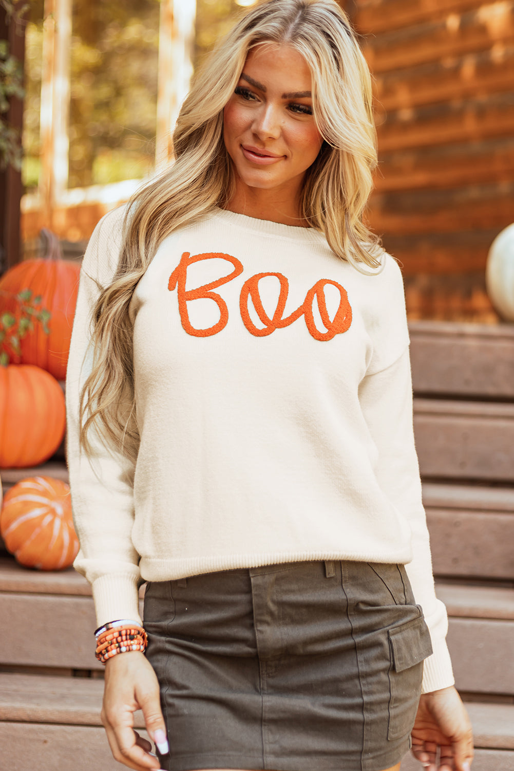 Boo Knit Drop Shoulder Sweater
