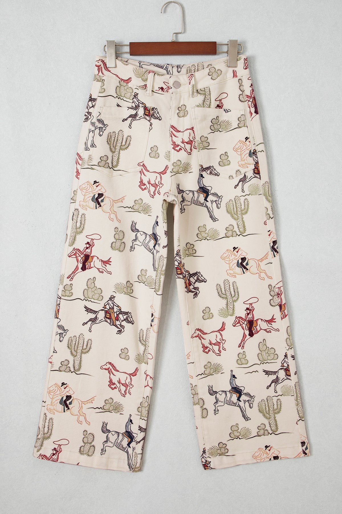 Western Print Straight Leg Jeans