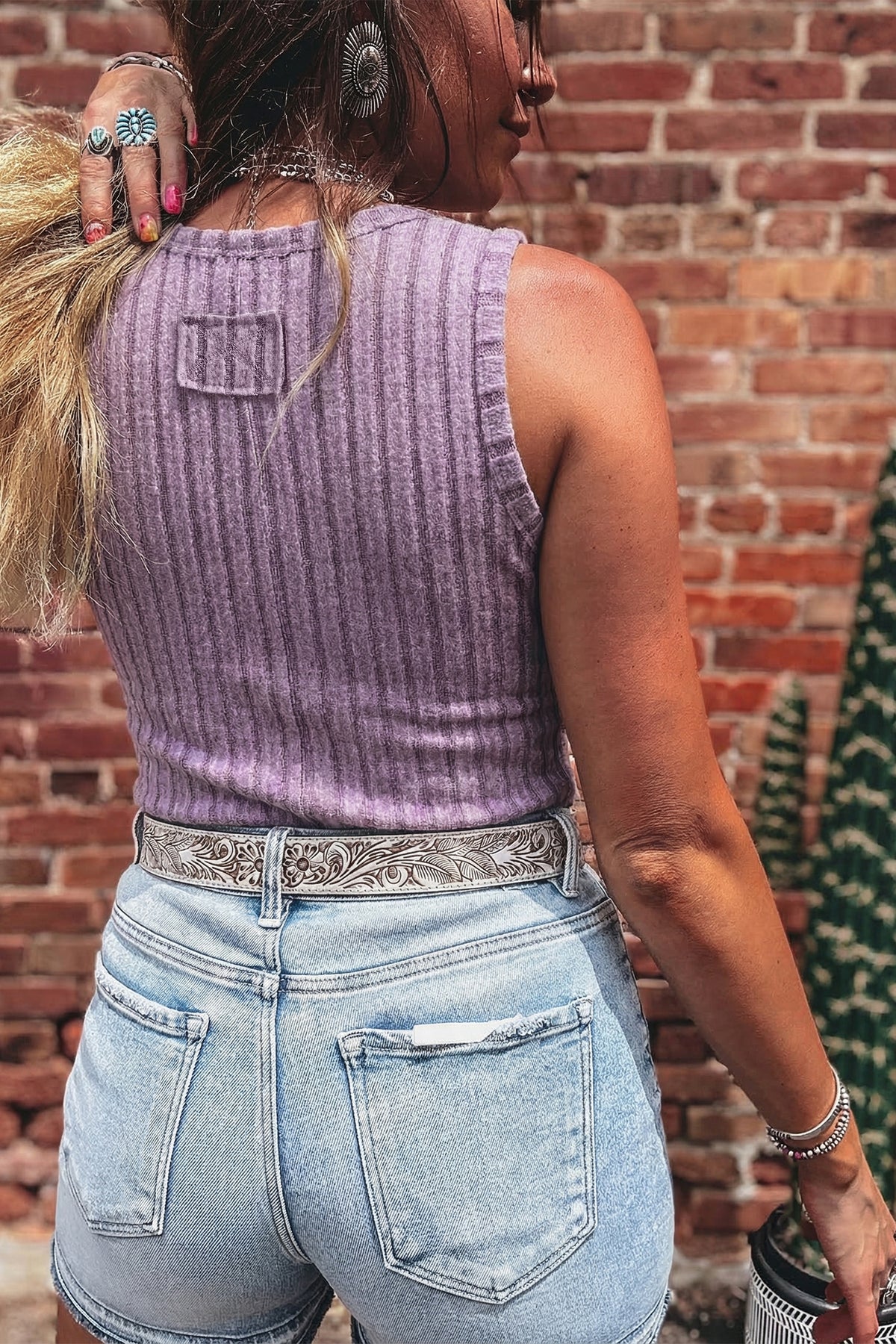 Camel Mineral Wash Ribbed Tank