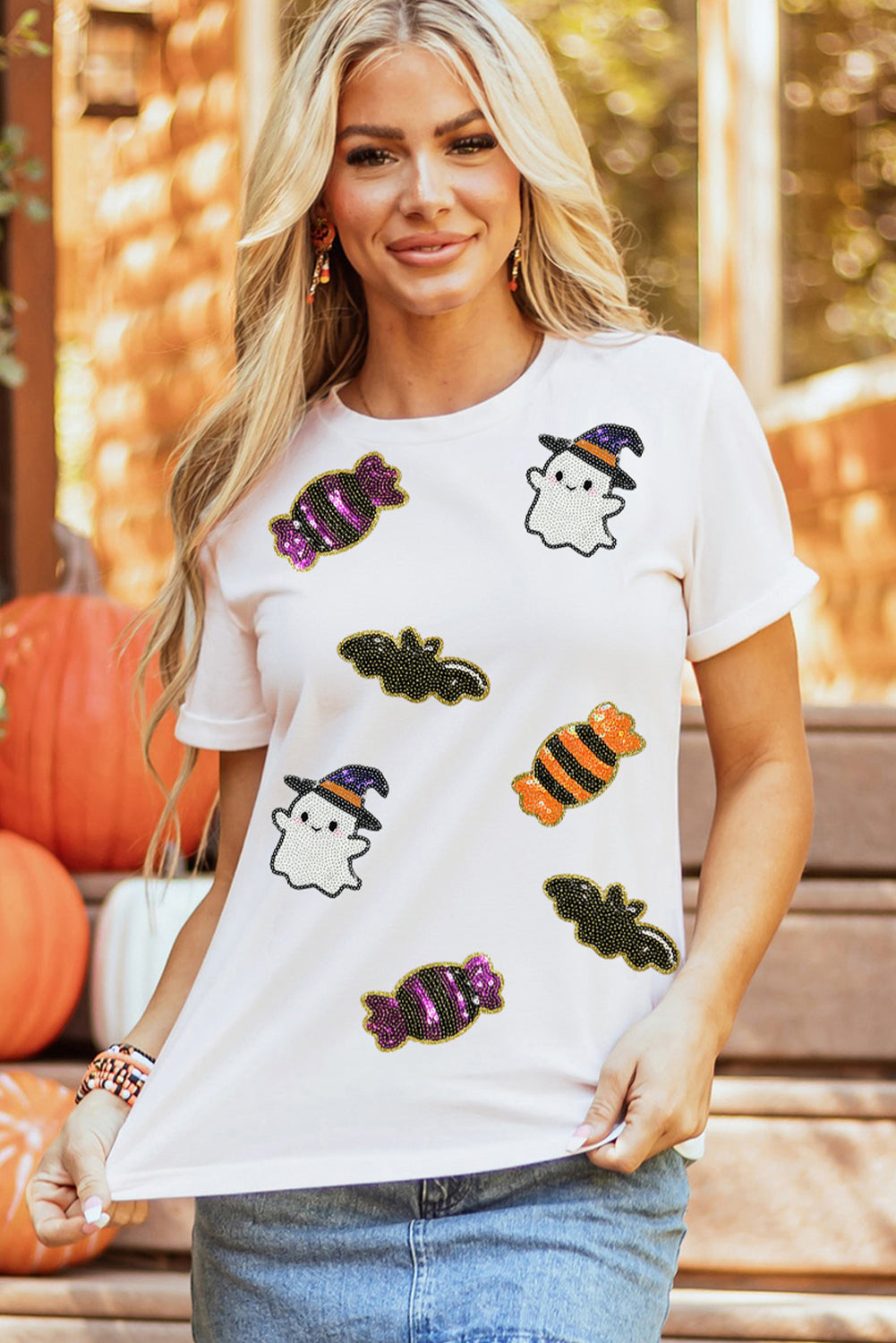 Sequin Halloween Spirit Graphic Tee