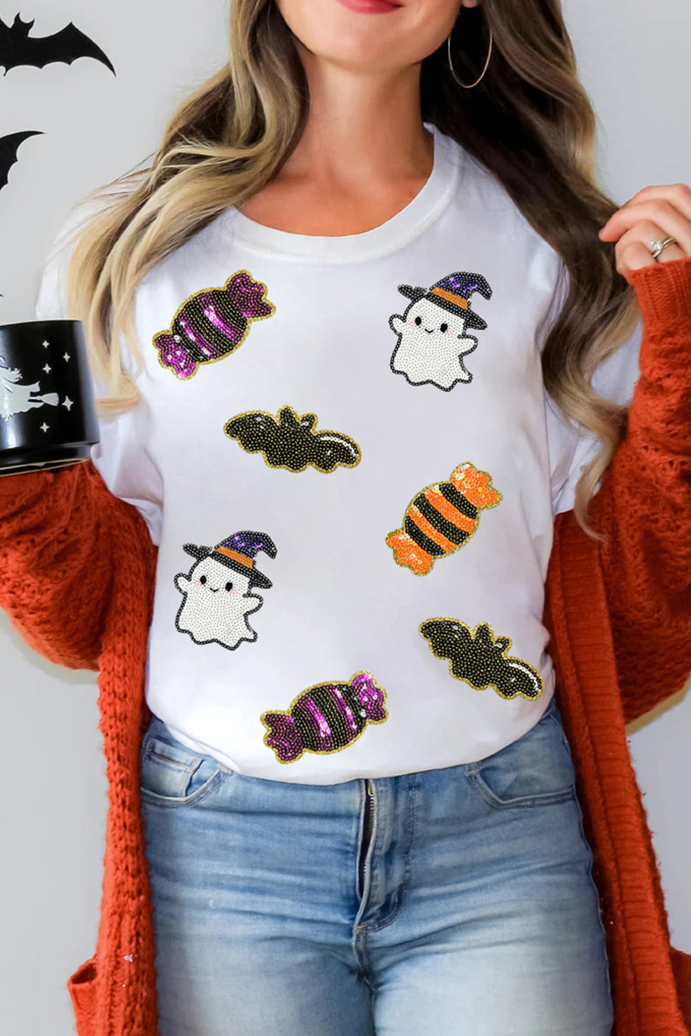 Sequin Halloween Spirit Graphic Tee