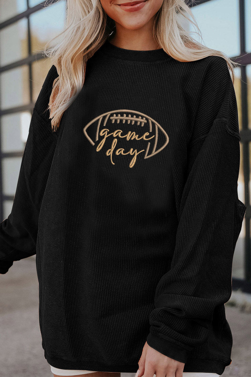 Embroidered Game Day Corduroy Sweatshirt